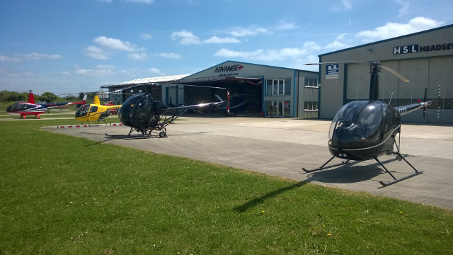 Helicopter flying on a sunny day