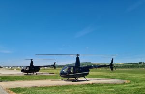 R44 and R66 starting up for check flights