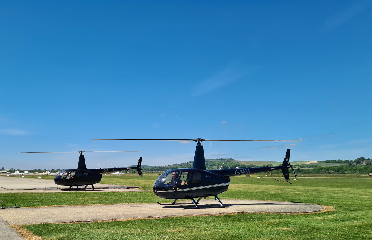 R44 and R66 starting up for check flights